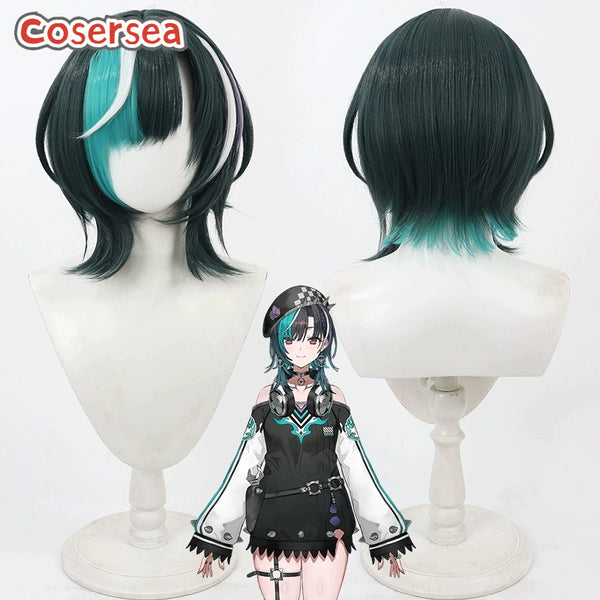 Virtual YouTuber Rindo Chihaya 30cm Green Mixed Cosplay Wigs