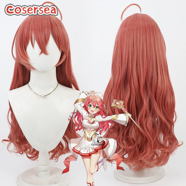 Virtual YouTuber Sakura Miko 70cm Wavy Orange Red Cosplay Wigs