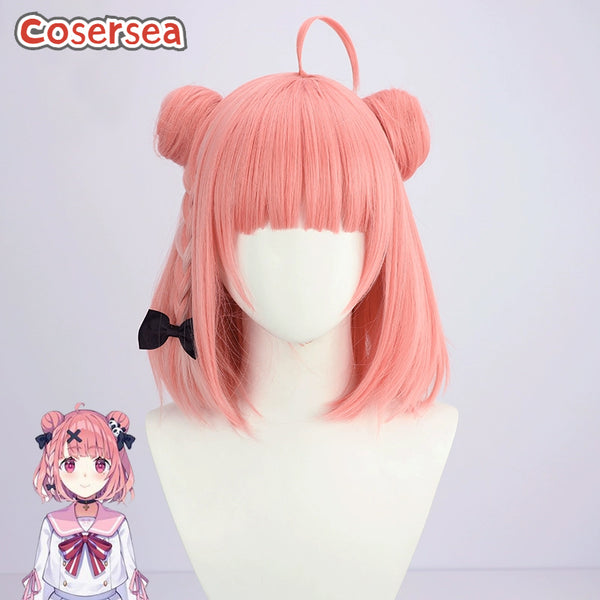 Virtual YouTuber Sasaki Saku 35cm Pink Cosplay Wigs With Buns
