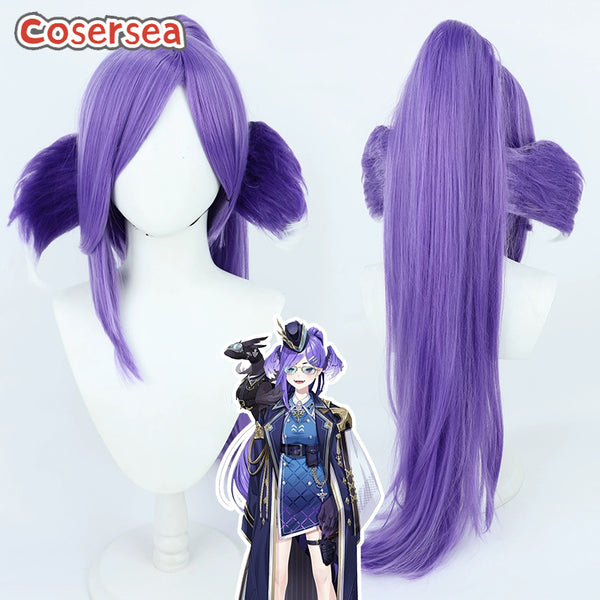 Virtual YouTuber Selen Tatsuki 85cm Purple Ponytail Cosplay Wigs