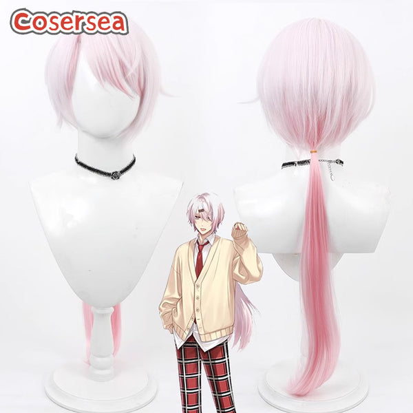 Virtual YouTuber Shiina Yuika 70cm White Mixed Pink Cosplay Wigs