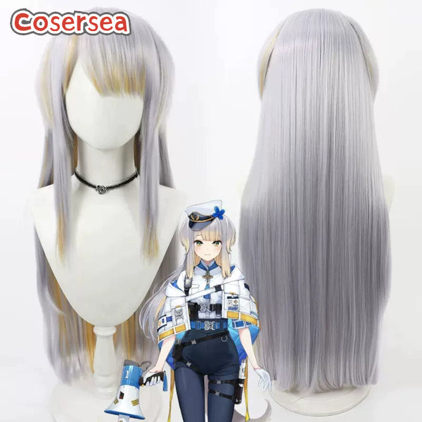 Virtual YouTuber Shioriha Ruri 80cm Gray Mixed Blonde Cosplay Wigs