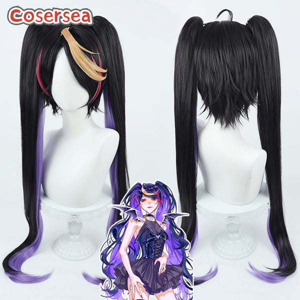 Virtual YouTuber Shu Yamino 100cm Black Mixed Ponytail Cosplay Wigs