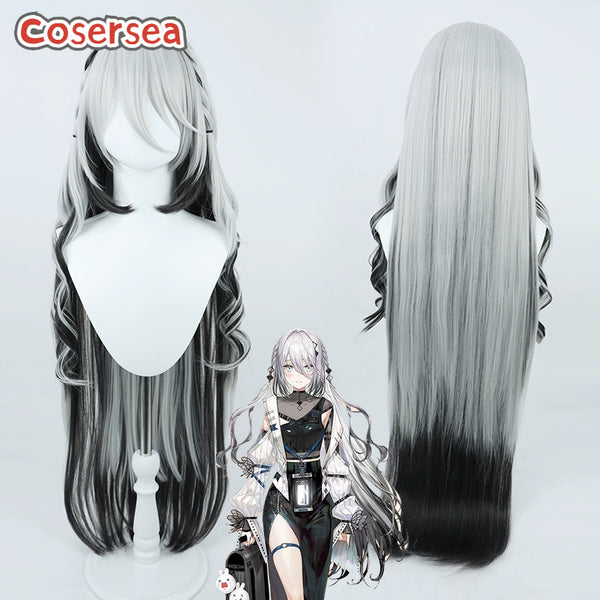 Virtual YouTuber Sophia Valentine 110cm Silver White Mixed Black Cosplay Wigs