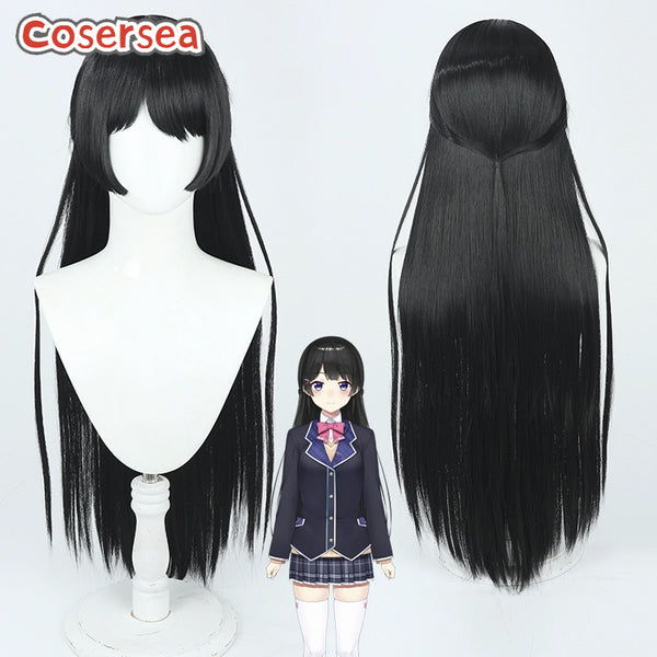 Virtual YouTuber Tsukino Mito 80cm Black Cosplay Wigs