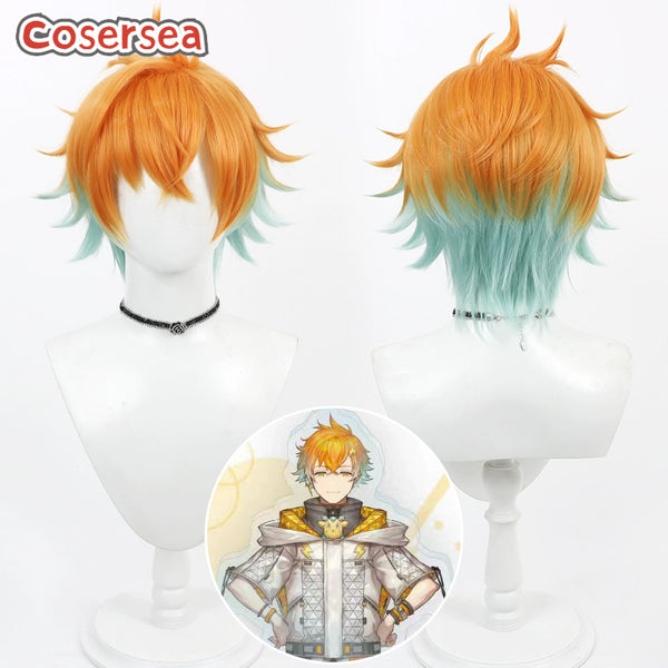 Virtual YouTuber Usami Rito 30cm Orange Mixed Green Cosplay Wigs