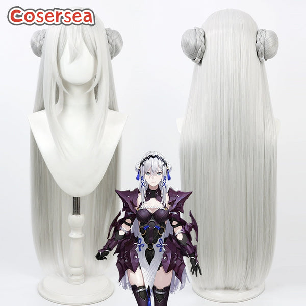 Virtual YouTuber Victoria Brightshield 90cm Silver White Cosplay Wigs