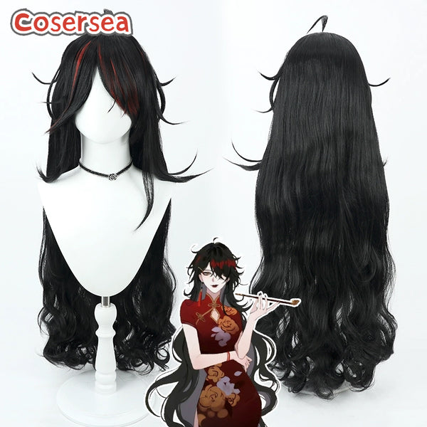 Virtual YouTuber Vox Akuma 85cm Black Mixed Red Cosplay Wigs