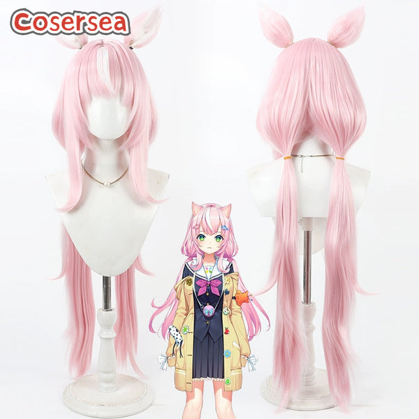 Virtual YouTuber Yang Nari 80cm Pink Mixed White Cosplay Wigs