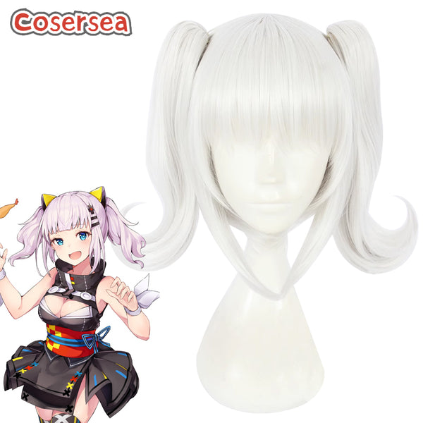 Virtual Youtuber Kaguya Luna 35cm Silver Gray Ponytail Wigs