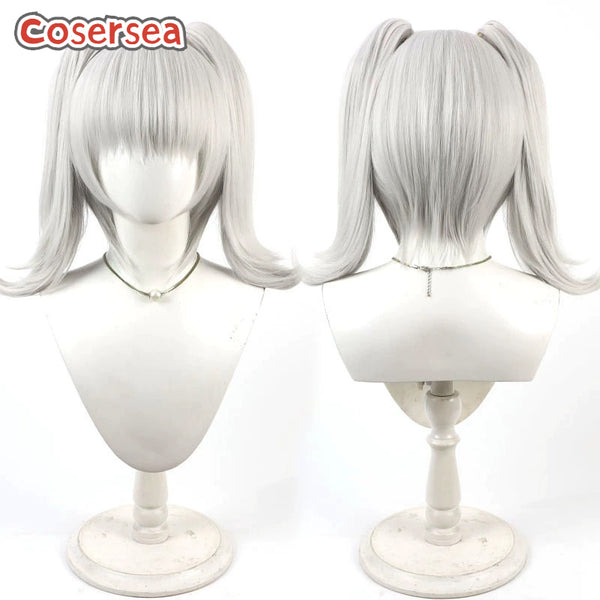 Cosersea Virtual YouTuber 30cm Short Straight Silver White Ponytail Cosplay Wigs
