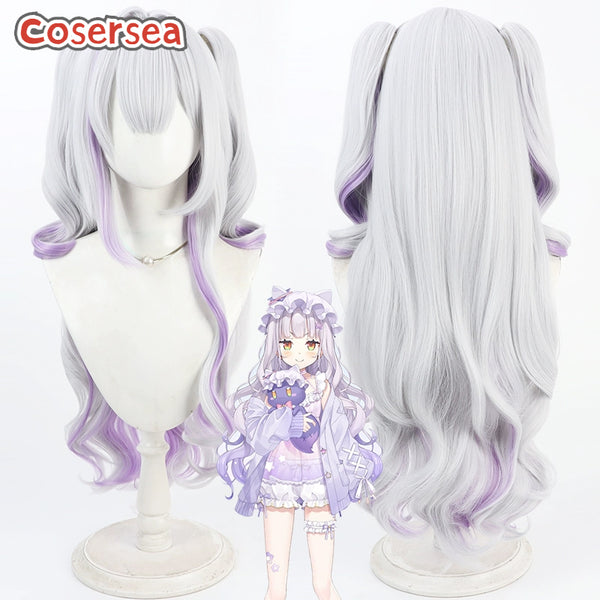 Virtual YouTuber Amane Kanata 90cm Silver White Mixed Purple Cosplay Wigs