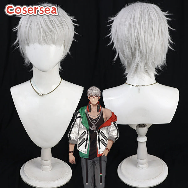 Cosersea Virtual YouTuber Arurandeisu 30cm Short Silver White Cosplay Wigs