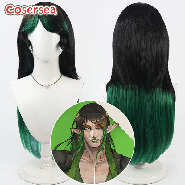 Cosersea Virtual YouTuber Chaika Brian 80cm Black Mixed Green Cosplay Wigs