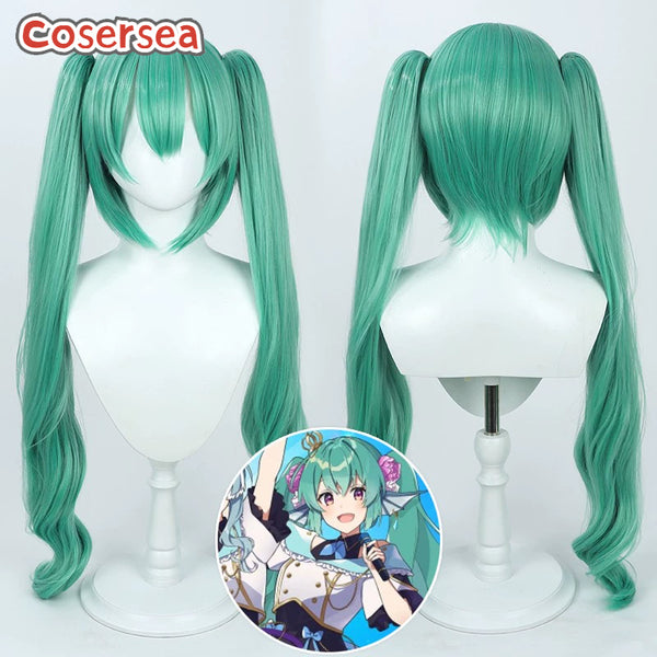 Virtual YouTuber Finana Ryugu 90cm Green Ponytail Cosplay Wigs
