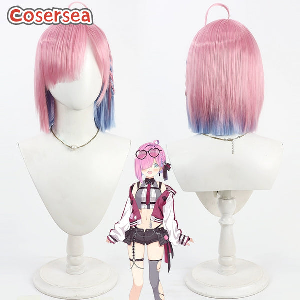 Cosersea Virtual YouTuber Himemori Luna 35cm Pink Mixed Blue Cosplay Wigs