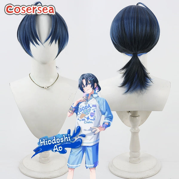 Cosersea Virtual YouTuber Hiodoshi Ao Blue Mixed Black Cosplay Wigs