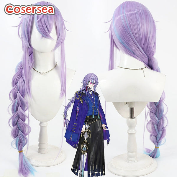 Cosersea Virtual YouTuber Hoshirube Sho 100cm Purple Mixed Blue Braided Cosplay Wigs