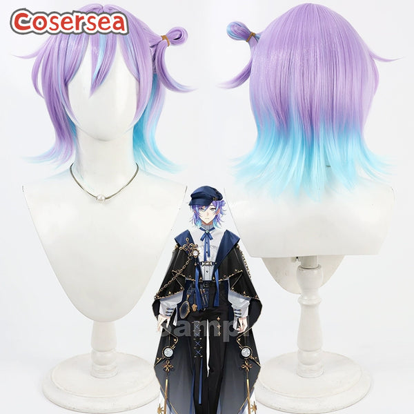 Cosersea Virtual YouTuber Hoshirube Sho 35cm Purple Mixed Blue Cosplay Wigs
