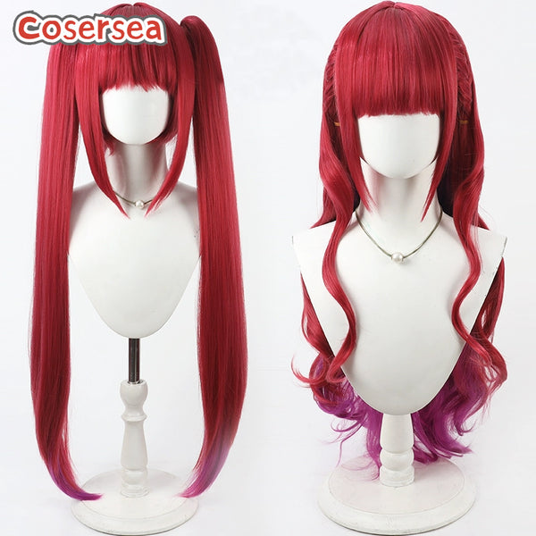 Cosersea Virtual YouTuber Houshou Marine 90cm Red Mixed Purple Cosplay Wigs