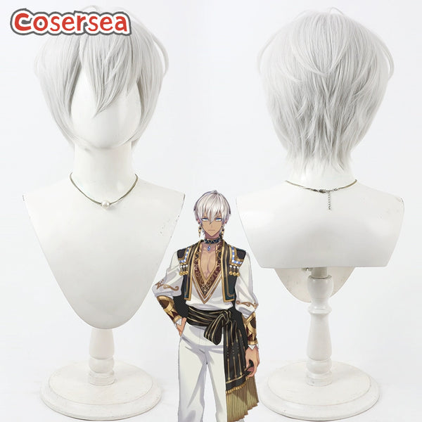 Cosersea Virtual YouTuber Ibrahim 30cm Silver White Men Cosplay Wigs