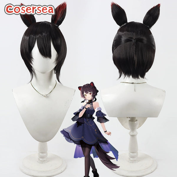 Cosersea Virtual YouTuber Inui Toko 30cm Dark Brown Mixed Red Cosplay Wigs