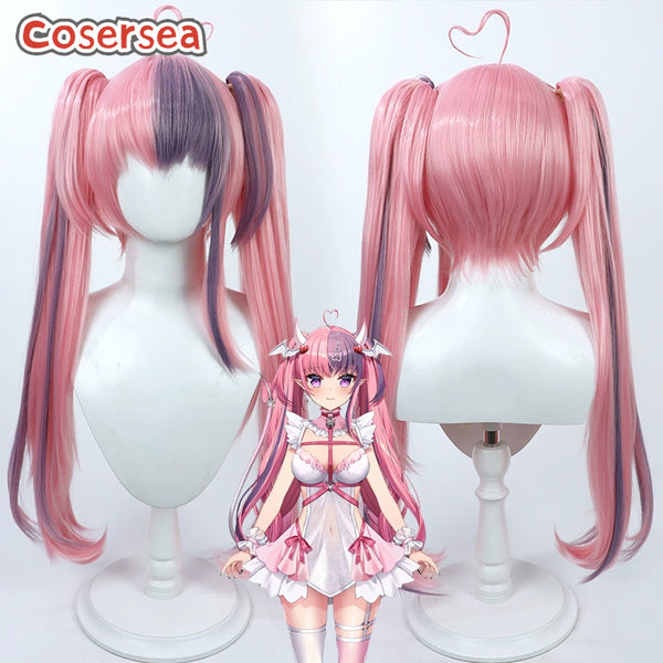 Cosersea Virtual YouTuber Ironmouse 80cm Pink Mixed Blue Ponytail Cosplay Wigs