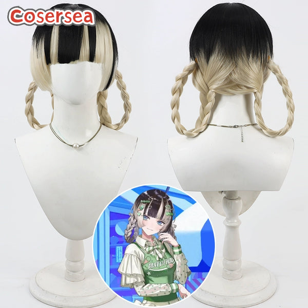 Cosersea Virtual YouTuber Juufuutei Raden Black Mixed Light Blonde Cosplay Wigs