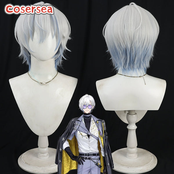 Virtual YouTuber Kaelix Debonair 30cm Silver White Mixed Blue Cosplay Wigs
