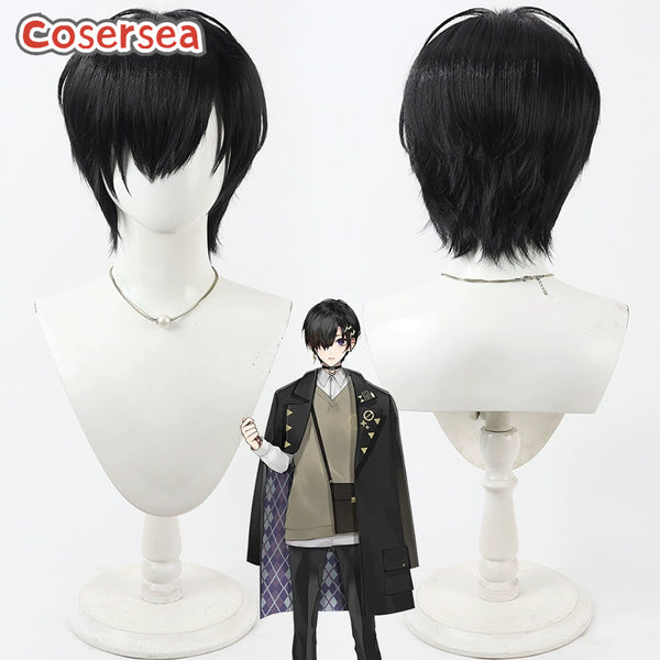 Cosersea Virtual YouTuber Kanade Izuru 30cm Short Black Men Cosplay Wigs