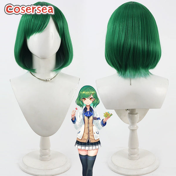 Cosersea Virtual YouTuber Kitakoji Hisui 30cm Green Mixed Blue Bobo Cosplay Wigs