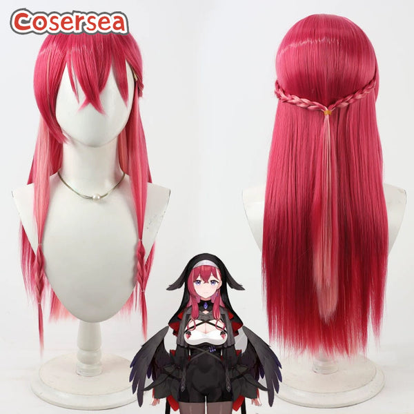 Cosersea Virtual YouTuber Konkon Aria 60cm Hot Pink Mixed Pink Cosplay Wigs