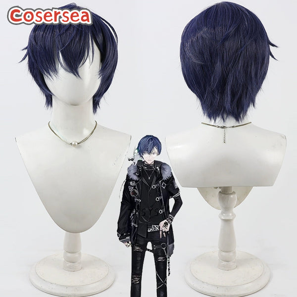 Cosersea Virtual YouTuber Koyanagi Rou 30cm Dark Blue Cosplay Wigs