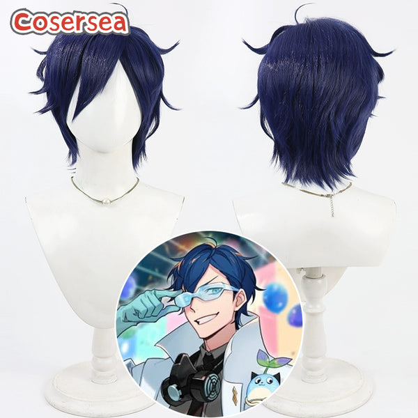 Cosersea Virtual YouTuber Leos Vincent 30cm Dark Blue Men Cosplay Wigs