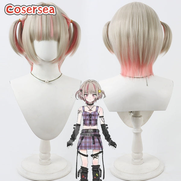 Cosersea Virtual YouTuber Makaino Ririmu 30cm Light Blonde Mixed Pink Cosplay Wigs