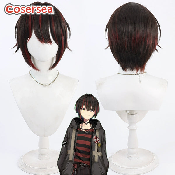 Virtual YouTuber Mashiro Meme 30cm Brown Mixed Red Cosplay Wigs