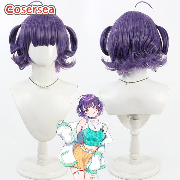 Cosersea Virtual YouTuber Nanase Suzuna 30cm Short Wavy Purple Gradient Cosplay Wigs