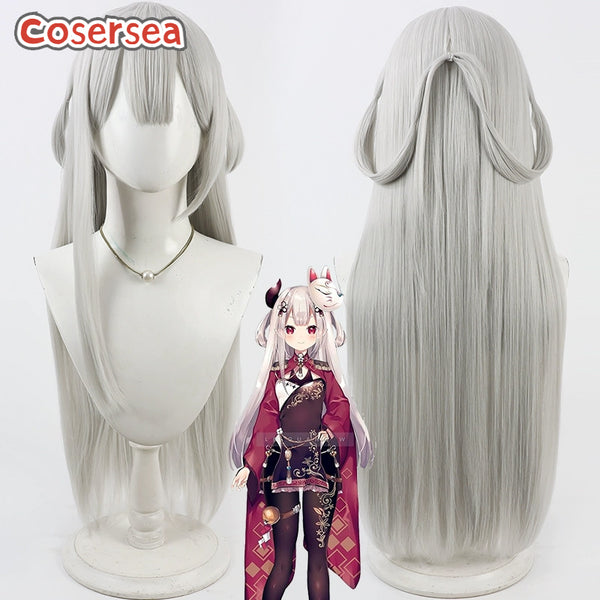 Cosersea Virtual YouTuber Naraka 80cm Long Silver White Cosplay Wigs