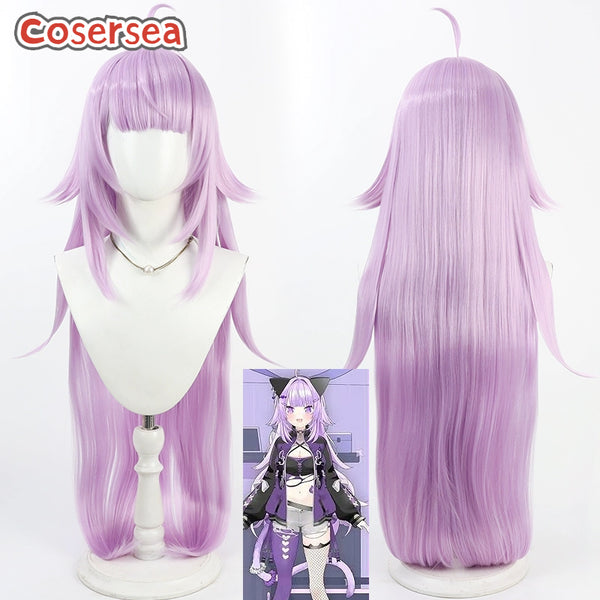 Virtual YouTuber Nekomata Okayu 100cm Long Light Purple Cosplay Wigs