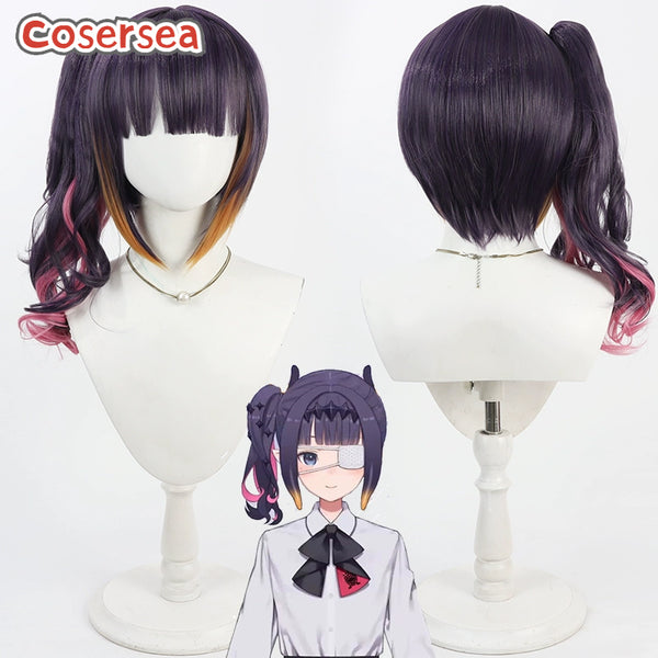 Virtual YouTuber Ninomae Ina'nis 42cm Purple Mixed Ponytail Cosplay Wigs