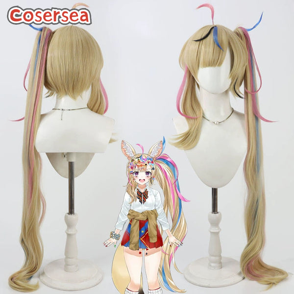 Cosersea Virtual YouTuber Omaru Polka 110cm Mixed Color Ponytail Cosplay Wigs