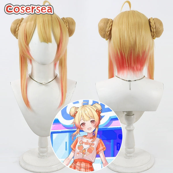 Cosersea Virtual YouTuber Otonose Kanade Blonde Mixed Red Cosplay Wigs With Buns