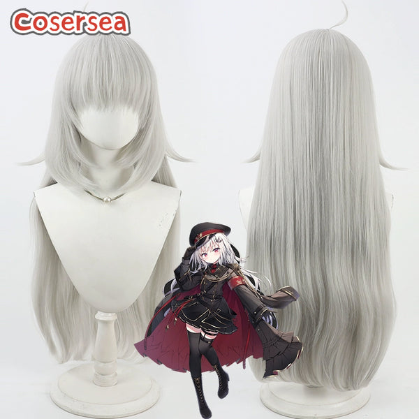Cosersea Virtual YouTuber Ryogoku Tsukasa 80cm Wavy Silver White Cosplay Wigs