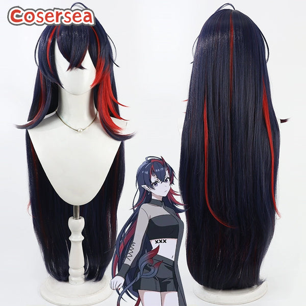 Cosersea Virtual YouTuber Ryugasaki Rene 100cm Blue Mixed Red Cosplay Wigs