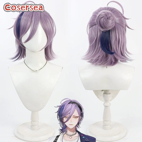 Cosersea Virtual YouTuber Sakaki Ness 35cm Light Purple Mixed Blue Cosplay Wigs With Buns