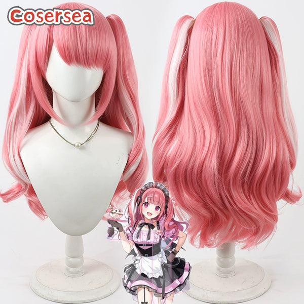Cosersea Virtual YouTuber Sasaki Saku 80cm Pink Mixed White Ponytail Cosplay Wigs