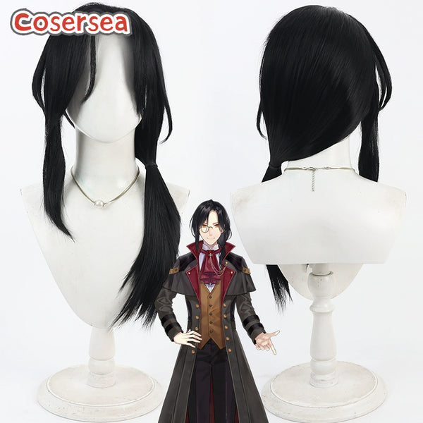 Virtual YouTuber Shellin Burgundy 70cm Black Cosplay Wigs