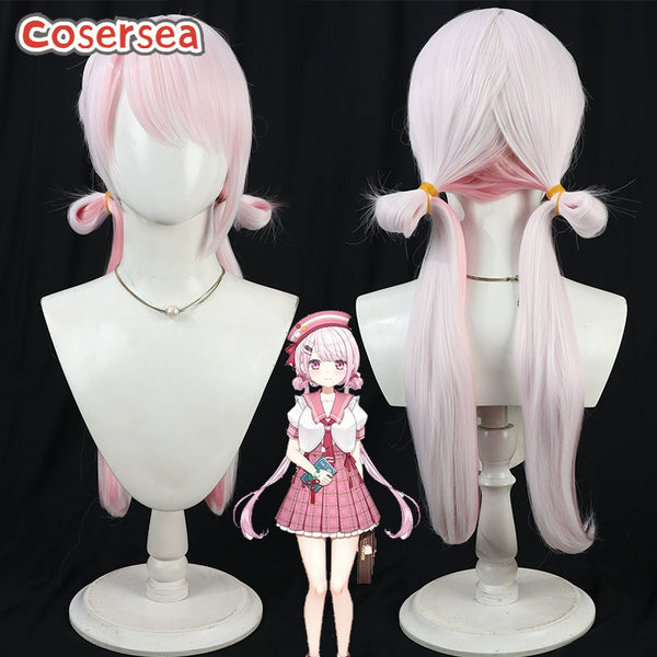 Cosersea Virtual YouTuber Shiina Yuika 60cm White Mixed Pink Cosplay Wigs