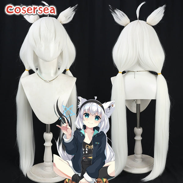 Virtual YouTuber Shirakami Fubuki 100cm White Cosplay Wigs
