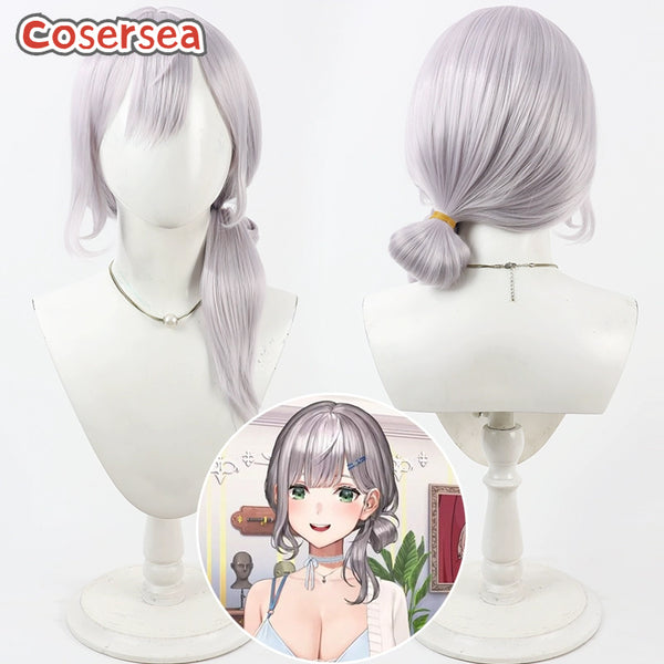 Cosersea Virtual YouTuber Shirogane Noel Long Silver White Cosplay Wigs